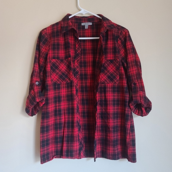 Tops - Black & Red Flannel